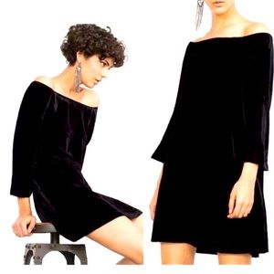 Zara off shoulder black velvet dress